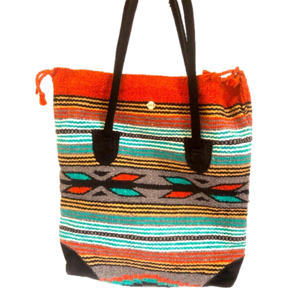 EL Paso Saddle Blanket Co. Large Tote Bag 
Handwoven 18”X16” southwestern
